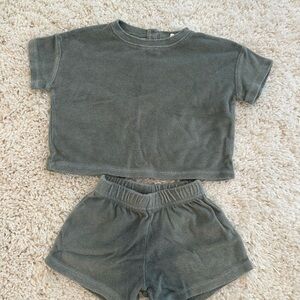 Green Terry Cloth Shorts Set